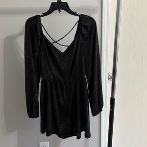 Black and gold accent long sleeve romper
